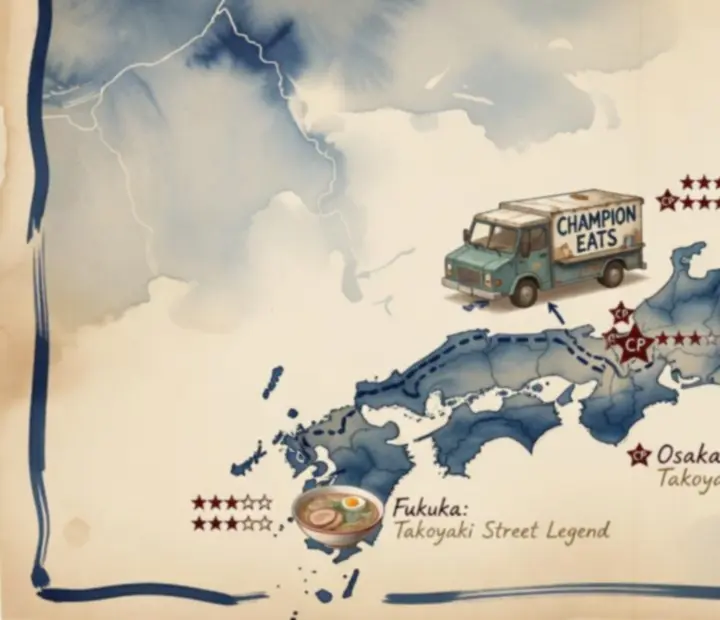 Carte stylisée du championnat international de food truck dans Cooking Tour