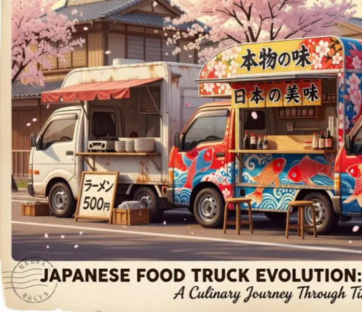 Évolution visuelle d'un food truck japonais avec différentes décorations